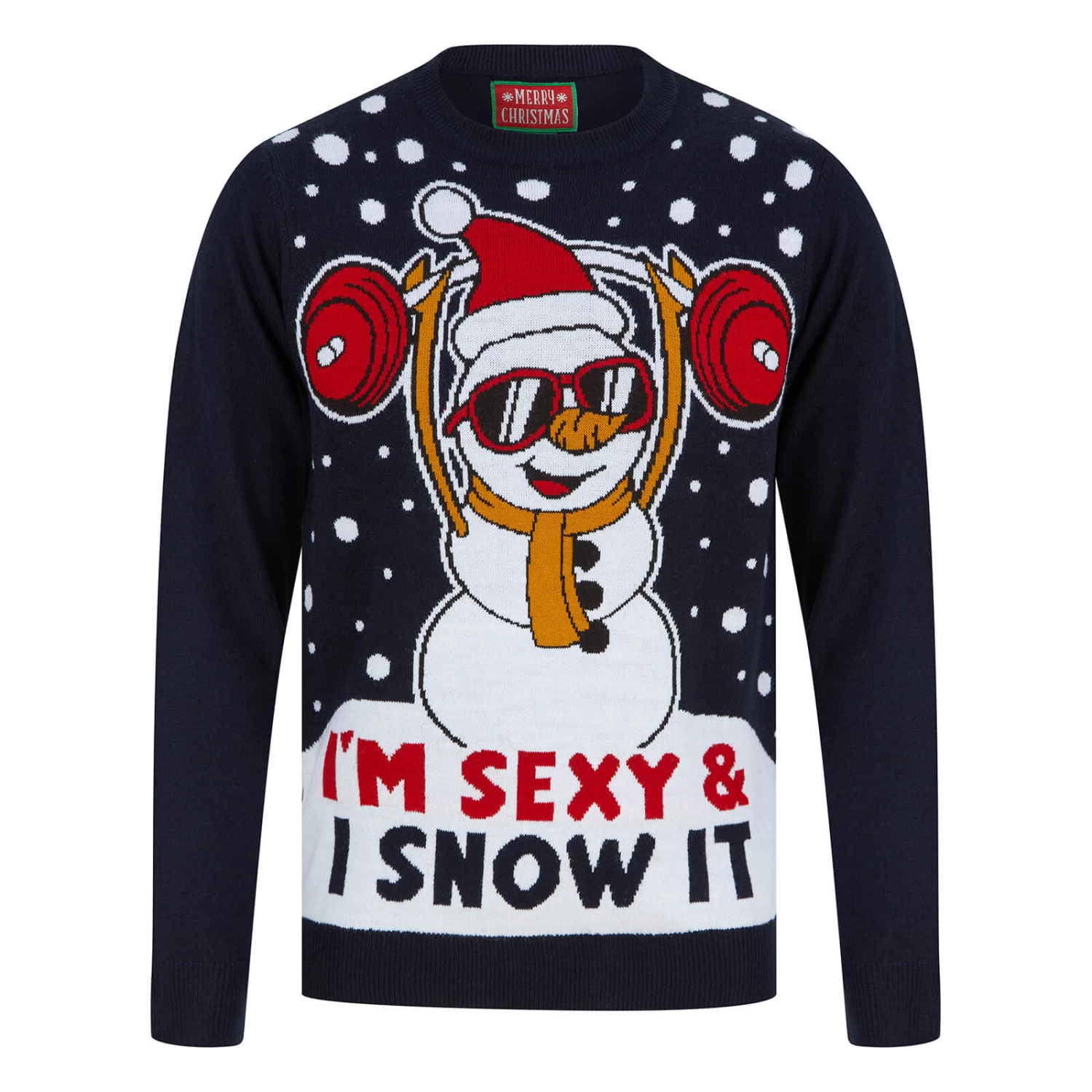 Mens Weightlifting Snowman Sexy & I Snow It Christmas Jumper 6 Mens Weightlifting Snowman Sexy & I Snow It Christmas Jumper - Image 4