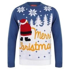 Mens Novelty Christmas Jumper Merry Christmas Naughty Santa
