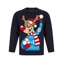 Kids Reindeer Throwing Snowballs Christmas Jumper -Christmas Decoration Shop 2A189871F 1.opt