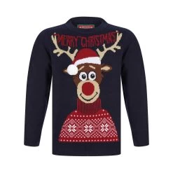 Kids Merry Christmas Antlers Reindeer Xmas Jumper -Christmas Decoration Shop 2A189901F 1.opt