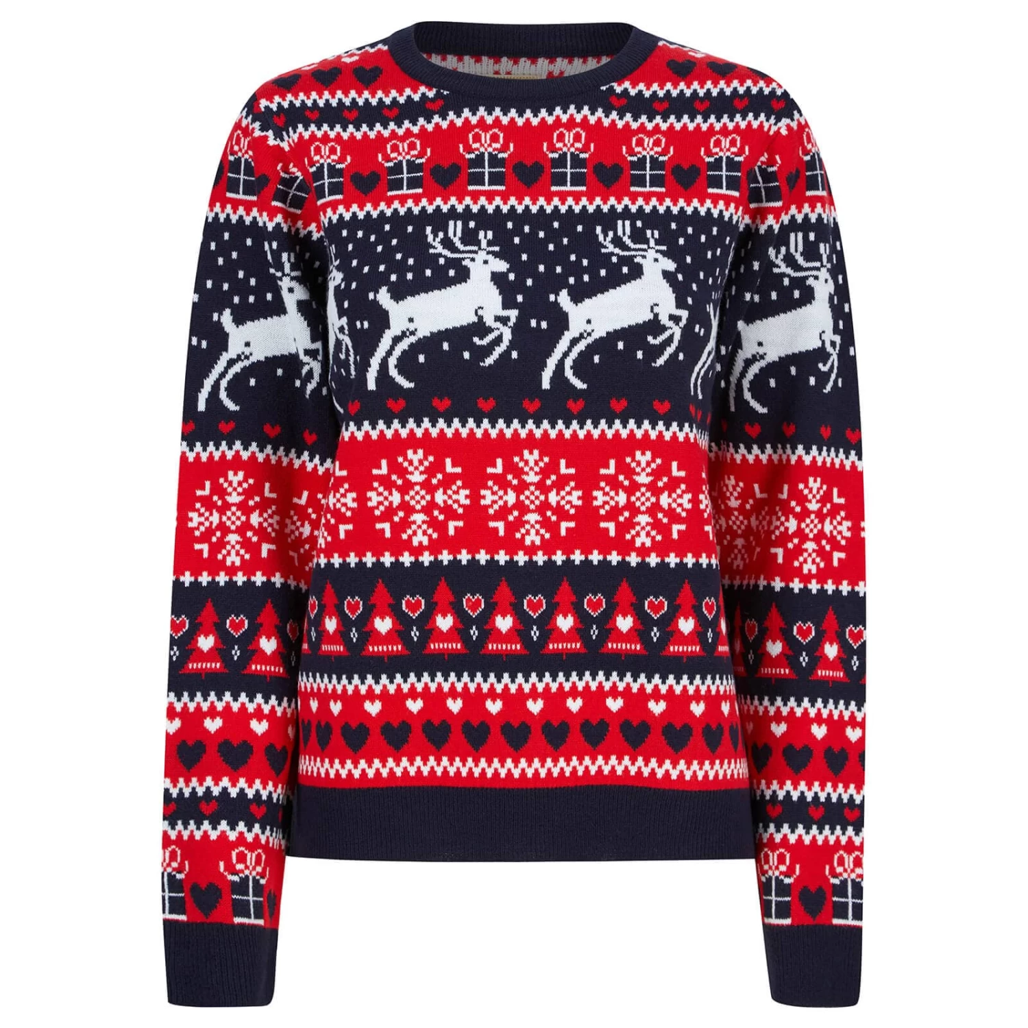 Womens Traditional Reindeer Christmas Jumper 3 Womens Traditional Reindeer Christmas Jumper