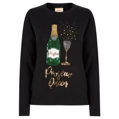 Womens Prosecco Queen Sequin Christmas Jumper -Christmas Decoration Shop 3A190201F 1.opt