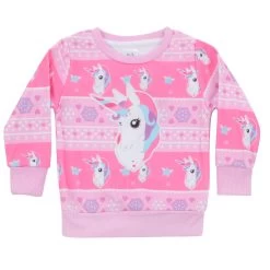 Kids Long Sleeved Pink Unicorn Christmas Jumper Age 2-7