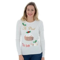 Womens Novelty Sequin To Pud To Be True Christmas Jumper -Christmas Decoration Shop 5968a899 1cac 472f 81ed 271da0622943