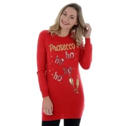 Womens Novelty Sequin Prosecco HO HO HO Tunic Christmas Jumper -Christmas Decoration Shop 7295ccf6 0f55 4470 ab48 bcb8e04c11c7