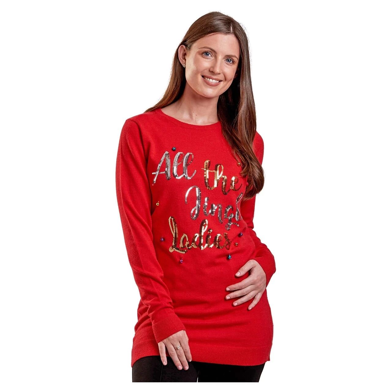 Womens Christmas Tunic Jumper Jingle Ladies Colour Xmas Bells 4 Womens Christmas Tunic Jumper Jingle Ladies Colour Xmas Bells - Image 2