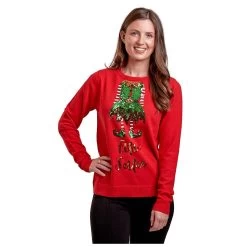 Womens Elfie Selfie Christmas Jumper Sparkle Sequins Xmas Top -Christmas Decoration Shop MW06569RED 1600 1 88180.1572347368.1100.1100