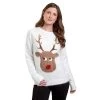 Womens Christmas Jumper Cream Happy Reindeer Sequins Top -Christmas Decoration Shop MW06573 1600 1 53964.1572344094.1100.1100