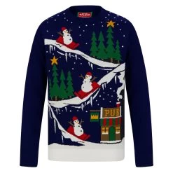 Mens To The Pub Snowman Christmas Jumper -Christmas Decoration Shop SRG1A17077 F 1.opt