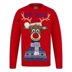 Mens Classic Rudolph Faux Fur Christmas Jumper 3D Pom Pom 8 Mens Classic Rudolph Faux Fur Christmas Jumper 3D Pom Pom -Christmas Decoration Shop SRG1A17389 F.opt