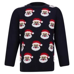Kids Christmas Jumper Novelty Santa Claus Faces -Christmas Decoration Shop SRG2A17154 A 1.opt