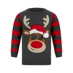 Kids LED Reindeer Christmas Jumper With Light Up Shades -Christmas Decoration Shop SRG2A17409 F.opt
