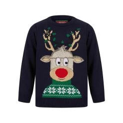 Kids LED Faux Fur Rudolph Christmas Jumper Light Up -Christmas Decoration Shop SRG2A17411 A.opt