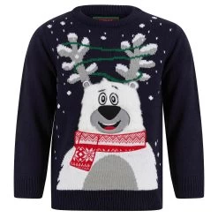 Kids LED Fluffy Polar Bear Christmas Jumper Light Up -Christmas Decoration Shop SRG2A17412 A 1.opt