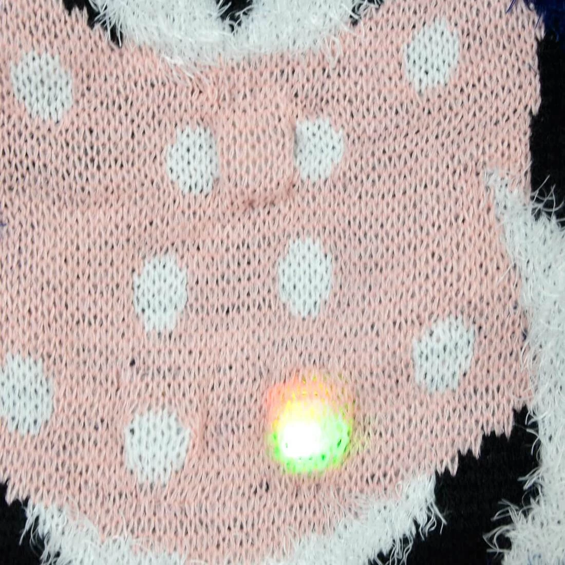 Womens Christmas Jumper Flashing Lights Penguin Pink Blue 4 Womens Christmas Jumper Flashing Lights Penguin Pink Blue - Image 2