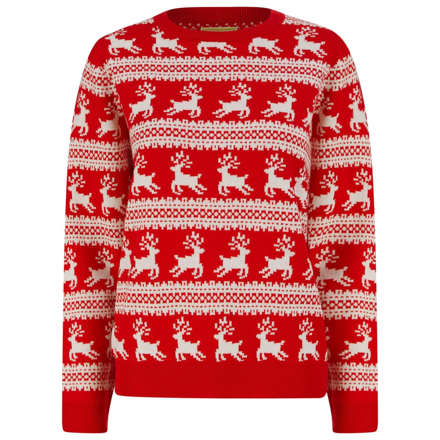 Womens Traditional Christmas Jumper Leaping Reindeer Red 4 Womens Traditional Christmas Jumper Leaping Reindeer Red - Image 2