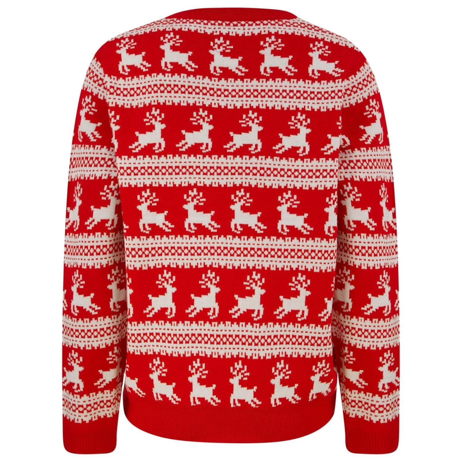 Womens Traditional Christmas Jumper Leaping Reindeer Red 5 Womens Traditional Christmas Jumper Leaping Reindeer Red - Image 3