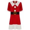 Womens Mrs Claus Santa Jumper Dress 3D Pom Pom Buttons -Christmas Decoration Shop SRG3M17494 1.opt