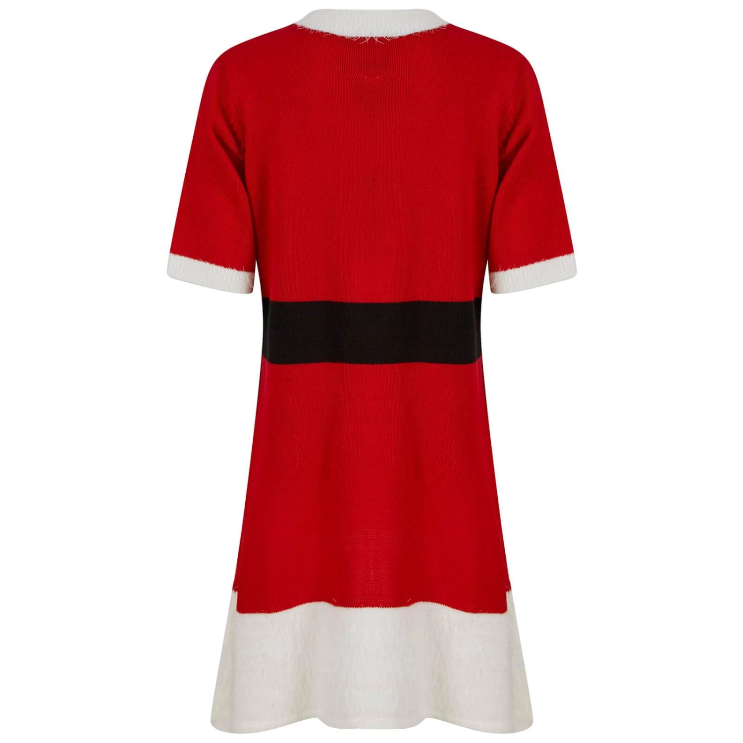 Womens Mrs Claus Santa Jumper Dress 3D Pom Pom Buttons 4 Womens Mrs Claus Santa Jumper Dress 3D Pom Pom Buttons - Image 2