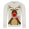 Kids Happy Reindeer Christmas Jumper Red Pom Pom Nose -Christmas Decoration Shop SRG4A17254 1 opt