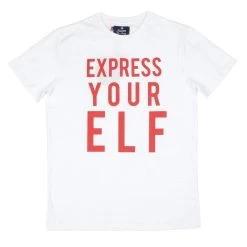 Mens Christmas T-Shirt White Express Your Elf Fun Xmas Top