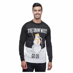 Mens Christmas Jumper Black The Snow Must Go On Xmas Top