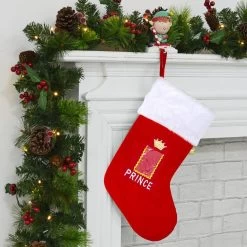 Royal Prince Photo Pocket Red Fabric Christmas Stocking