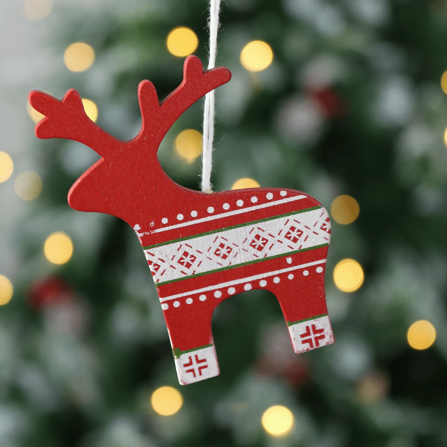 Set Of 6 Wooden Reindeer Christmas Tree Decorations Boxed 4 Set Of 6 Wooden Reindeer Christmas Tree Decorations Boxed - Image 2