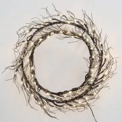 16" Twig Wreath Black Frosted Pre-Lit Xmas Decoration