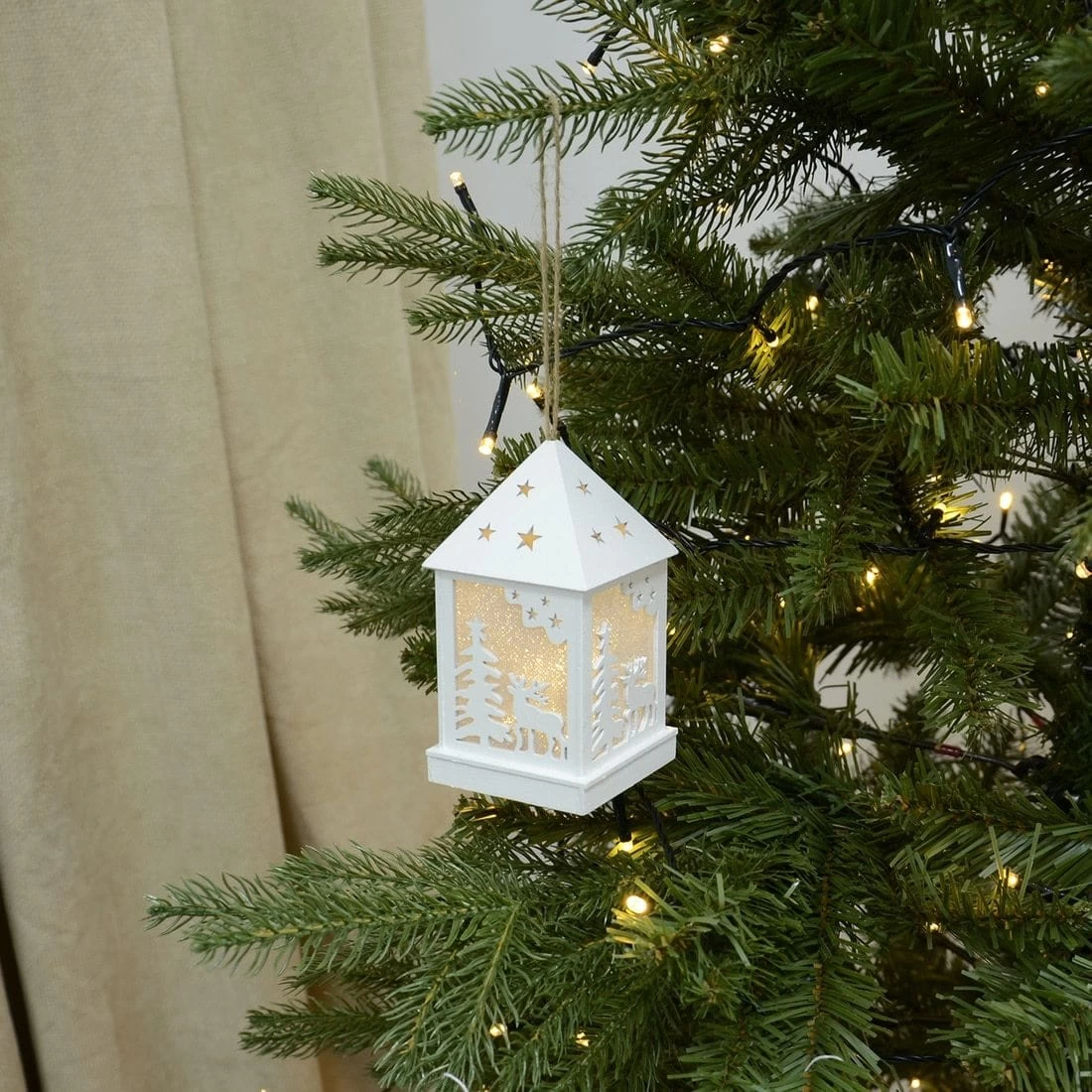 LED Wooden Lantern Christmas Tree Xmas Hanging Decoration 3 LED Wooden Lantern Christmas Tree Xmas Hanging Decoration