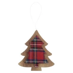 Set Of 6 Tartan Wooden Hanging Christmas Tree Decorations -Christmas Decoration Shop XS5263 1600 3 53044.1508510441.1100.1100