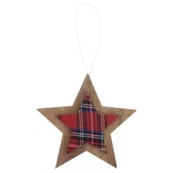 Set Of 6 Tartan Wooden Hanging Christmas Tree Decorations -Christmas Decoration Shop XS5263 1600 4 54827.1508510440.1100.1100