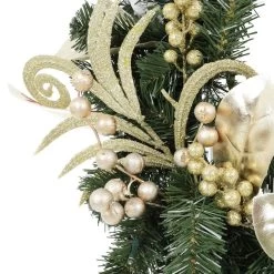 Christmas Wreath Pre-Lit Silver Gold Leaf Berries 60cm (2ft) -Christmas Decoration Shop XS5819 1600 3 55815.1539338058.1100.1100