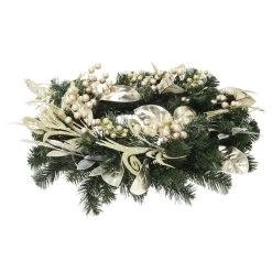 Christmas Wreath Pre-Lit Silver Gold Leaf Berries 60cm (2ft) -Christmas Decoration Shop XS5819 1600 4 41658.1539337941.1100.1100