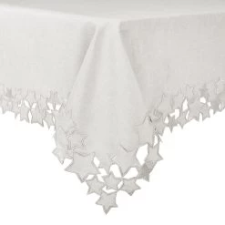 Silver Star Fabric Tablecloths / Napkins Xmas Decoration