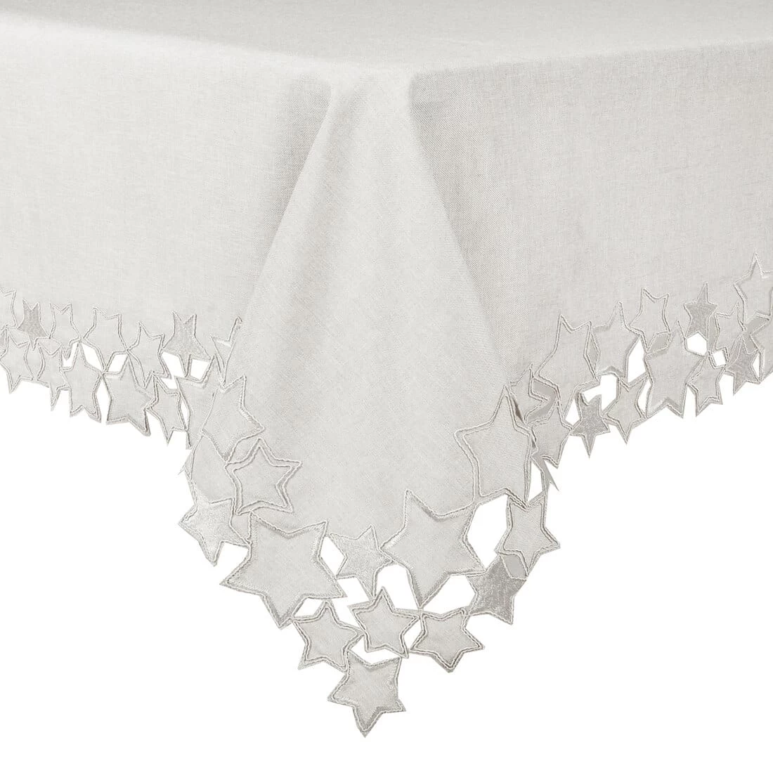 Silver Star Fabric Tablecloths / Napkins Xmas Decoration 3 Silver Star Fabric Tablecloths / Napkins Xmas Decoration