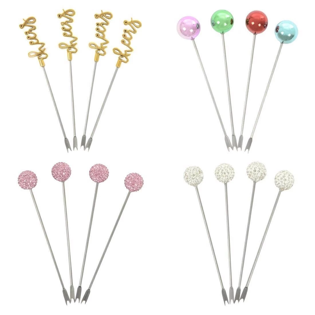 Set Of 4 Stainless Steel Picks Party Food Cocktail Olives 3 Set Of 4 Stainless Steel Picks Party Food Cocktail Olives