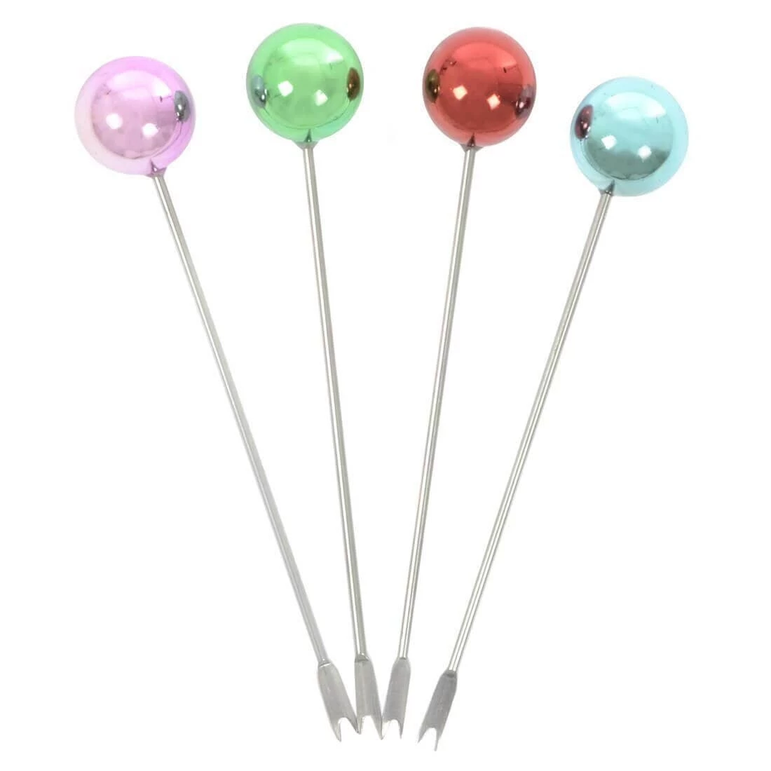 Set Of 4 Stainless Steel Picks Party Food Cocktail Olives 6 Set Of 4 Stainless Steel Picks Party Food Cocktail Olives - Image 4