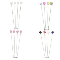 Set Of 4 Swizzle Sticks Cocktail Stirrers Stainless Steel