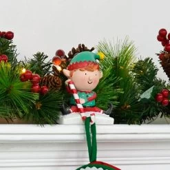 Novelty Christmas Stocking Hanger Resin Mantel Decoration