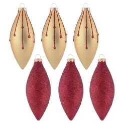 6pk Glass Drop Christmas Tree Baubles With Glitter -Christmas Decoration Shop XS6464 Master 1 06862.1577110687.1100.1100