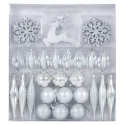 45pc Metallic Christmas Tree Decoration Set Mixed Baubles
