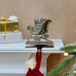 Silver Christmas Stocking Hanger Mantel Shelf Decoration -Christmas Decoration Shop XS6489 LS 1 opt