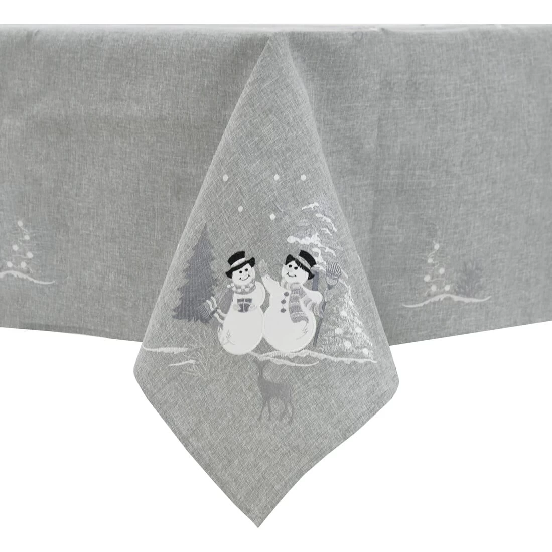 Christmas Snowman Tablecloths Napkins Grey Fabric Embroidery 3 Christmas Snowman Tablecloths Napkins Grey Fabric Embroidery