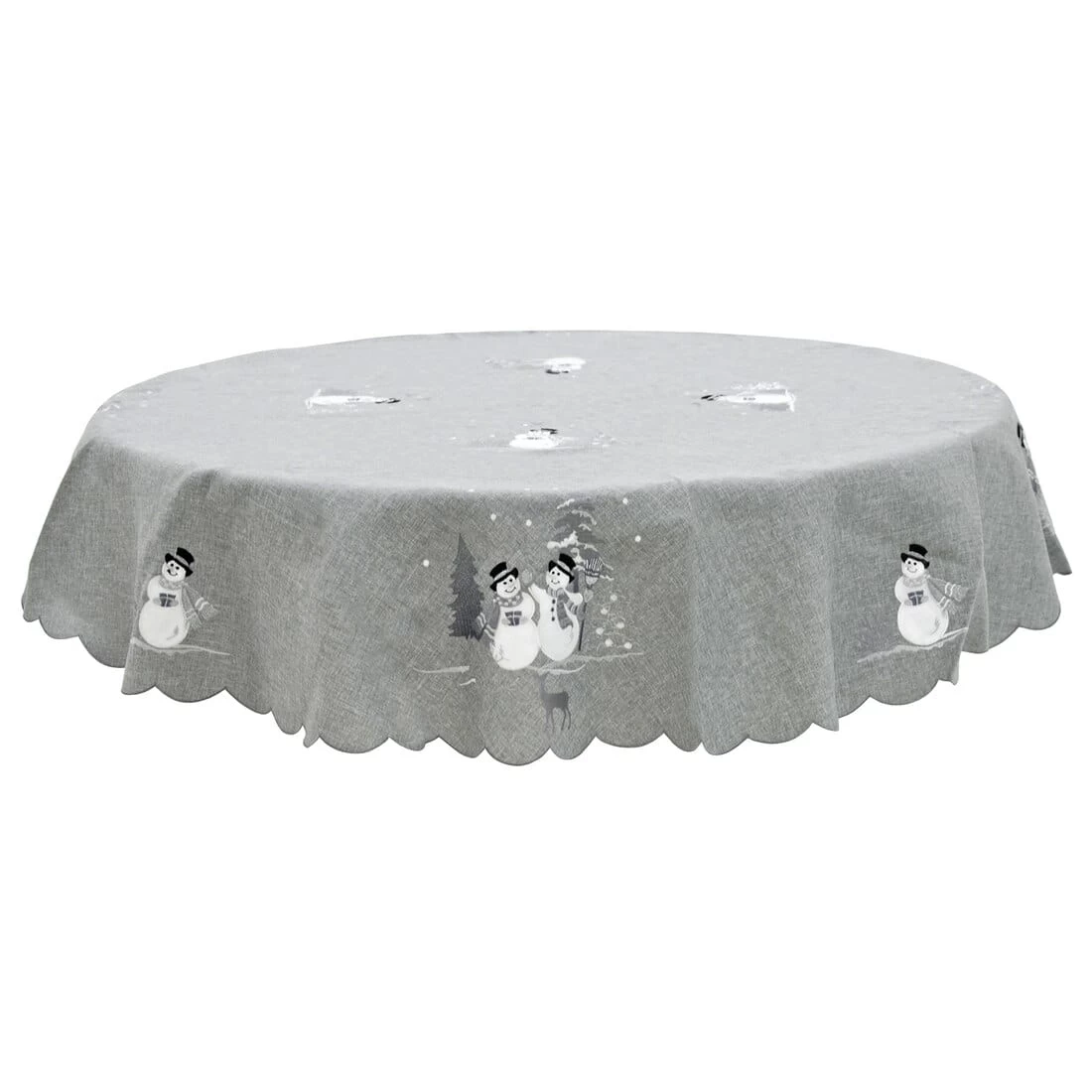Christmas Snowman Tablecloths Napkins Grey Fabric Embroidery 4 Christmas Snowman Tablecloths Napkins Grey Fabric Embroidery - Image 2