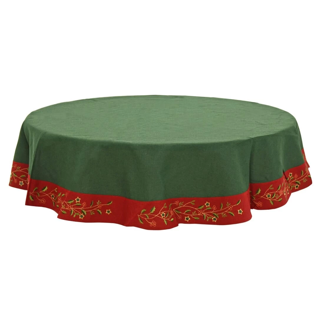 Christmas Holly Tablecloths Napkins Green Red Fabric Cover 4 Christmas Holly Tablecloths Napkins Green Red Fabric Cover - Image 2