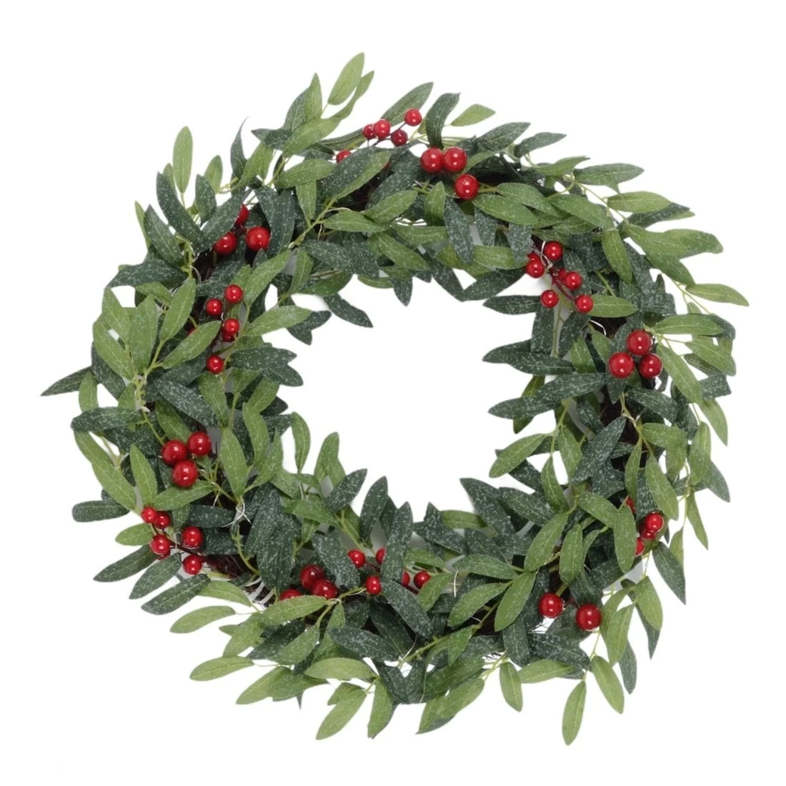 24" Pre Lit Christmas Wreath Fabric Leaves Berries Battery Op 3 24" Pre Lit Christmas Wreath Fabric Leaves Berries Battery Op