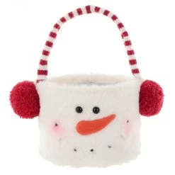 Fabric Christmas Treats Bucket Fleece Snowman Santa 26cm 10 Fabric Christmas Treats Bucket Fleece Snowman Santa 26cm -Christmas Decoration Shop XS7236 1 opt