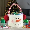 Fabric Christmas Treats Bucket Fleece Snowman Santa 26cm 2 Fabric Christmas Treats Bucket Fleece Snowman Santa 26cm -Christmas Decoration Shop XS7236 LS 1 opt