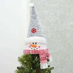 Novelty Christmas Tree Topper Santa Snowman Fabric Cone Hat 48cm